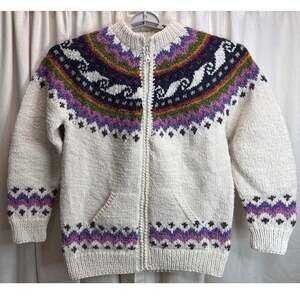 Otavalo Fair Isle Sweater Handmade Ecuador Cotton & Wool Blend No Tag ? Medium
